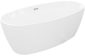 Mexen Lira, voľne stojaca vaňa, vzor, 170 × 80 cm, biela lesklá, chrómový prepad, 52831708000-01
