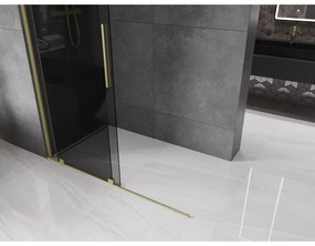 Mexen Velar, sprchová zástena s posuvnými dverami Walk-in 150 x 200 cm, 8mm šedé sklo, zlatá matná, 871-150-000-43-55