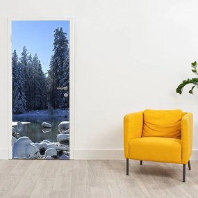 Fototapeta na dvere - Zasnežený les (95x205cm)