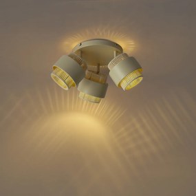 Moderné stropné bodové svietidlo béžové so zlatom 3-svetelné otočné a naklápacie - Kora