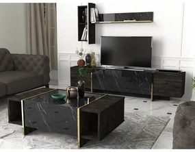 Konferenčný stolík VEYRON 37,3x103,8 cm čierna/zlatá