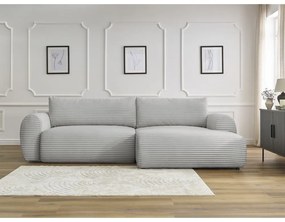 Svetlosivá menčestrová rozkladacia rohová pohovka (pravý roh) Lucien – Bobochic Paris