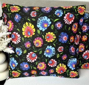 Obliečka FOLKLÓR Kvet 40x40cm Farba: 2.Čierna