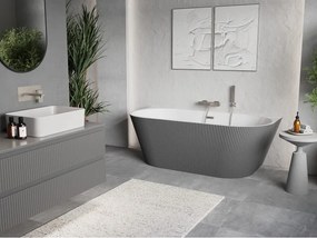 Mexen Oris, voľne stojaca ryhovaná vaňa 170 x 80 cm, biela-šedá, oceľový prepad, 52871708062-97