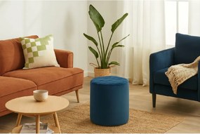 Noela Zamatový puf prešívaný CUBO modrý