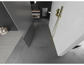 Mexen Kioto, sprchová zástena Walk-In 110 x 200 cm, 8mm číre sklo-námraza, zlatý matný profil, 800-110-002-55-35