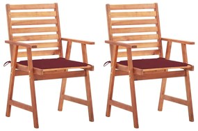 Vonkajšie jedálenské stoličky s podložkami 2 ks masívna akácia 3064329
