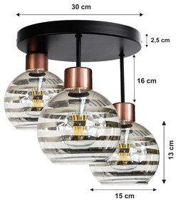 BERGE LED okrúhle stropné svietidlo 3xE27 GLASS BALL