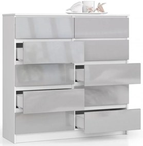 Komoda K120 10SZ CLP metalická lesk