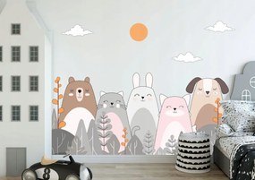 Samolepka na stenu s motívom milých zvieratiek 60 x 120 cm