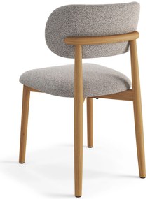 ALDO Béžová Latte (látka Monza 60) / lakovaný dubový rám – DREVENÁ BOUCLÉ STOLIČKA DO OBÝVAČKY, JEDÁLNE A KUCHYNE V RETRO ŠTÝLE