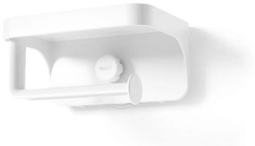 Biely samodržiaci držiak na toaletný papier z recyklovaného plastu Flex Adhesive – Umbra
