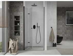 Mexen Lima, skladacie sprchové dvere do otvoru 90 x 190 cm, 6mm číre sklo, čierny profil, 856-090-000-70-00
