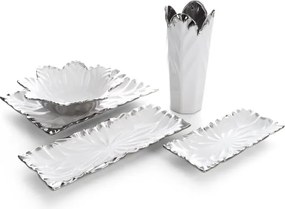 Dekoratívny podnos NIRA 01 biely / strieborný