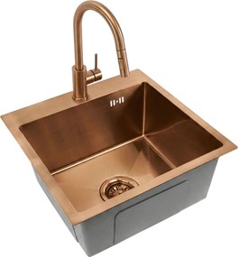 Rea Leo 40, 1-komorový nerezový drez 400x450x185 mm, medená matná, ZLE-06016