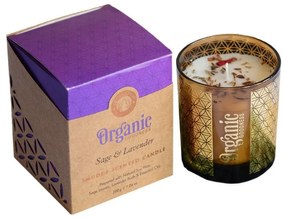 Organická vykurovacia sviečka Sage & Lavender 200 g v skle so zlatou fóliou