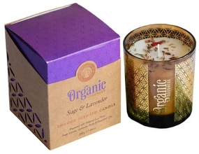 Organická vykurovacia sviečka Sage & Lavender 200 g v skle so zlatou fóliou
