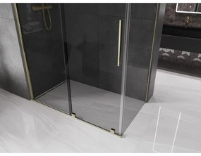 Mexen Velar, sprchový kút s posuvnými dverami 150 x 75 cm, 8mm šedé sklo, zlatá lesklá, 871-150-075-41-50