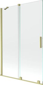 Mexen Velar, 2-krídlová posuvná vaňová zástena 120 x 150 cm, 8mm číre sklo, zlatý matný profil, 896-120-000-01-55