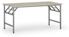 Konferenčný stôl FAST READY so striebornosivou podnožou, 1600 x 800 x 750 mm, dub prírodný