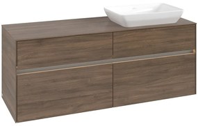 VILLEROY &amp; BOCH Collaro závesná skrinka pod umývadlo na dosku (umývadlo vpravo), 4 zásuvky, s LED osvetlením, 1400 x 500 x 548 mm, Arizona Oak, C118B0VH