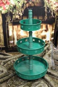 Zelený vianočný etažér 3-poschodový 100cm