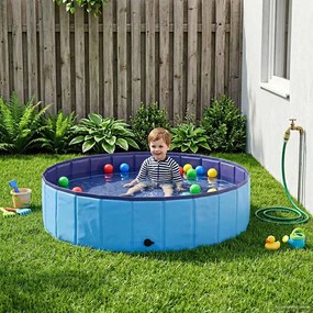Detsk&yacute; baz&eacute;n Modr&aacute; &Oslash; 120 x 30 cm Hrub&yacute; PVC a kon&scaron;truovan&eacute; drevo 3416321
