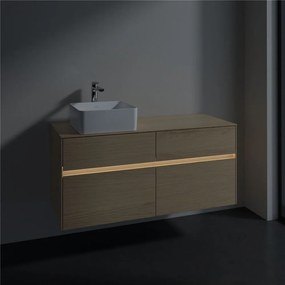 VILLEROY &amp; BOCH Collaro závesná skrinka pod umývadlo na dosku (umývadlo vľavo), 4 zásuvky, s LED osvetlením, 1200 x 500 x 548 mm, Nordic Oak, C042B0VJ