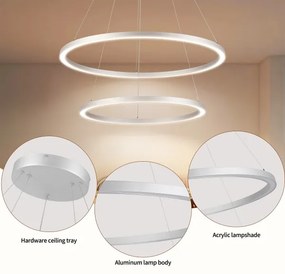 Brilagi-LED stmievateľný závesný luster na lanku PORTOFINO LED/98W/230V pr. 80 cm strieborný s diaľkovým ovládaním