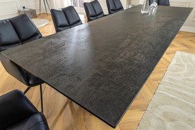 Jedálenský stôl TOMTOC 180-220-260 cm - keramický mramorový vzhľad rust/čierna