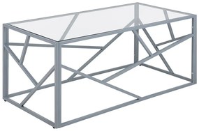 Konferenčný stolík so sklenenou doskou strieborný ORLAND Beliani