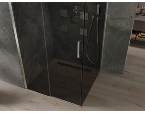 Mexen Omega, sprchovací kút s posuvnými dverami 100 (dvere) x 100 (stena) cm, 8mm sklo, chrómový profil-šedé sklo, 825-100-100-01-40