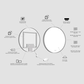 Nimco Biele okrúhle LED zrkadlo pr. 700 mm s dvoma dotykovými senzormi - ZPB 28001RVX-05