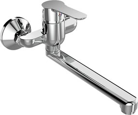 Mereo Zuna, drezová nástenná batéria, 100 mm, s ramienkom plochým rovným 300 mm, chróm, MER-CB302A06Z
