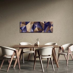 Obraz - 3D drevené trojuholníky (s hodinami) (90x30 cm)