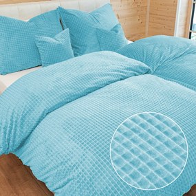 Biante Hrejivé posteľné obliečky Minky kocky MKK-006 Svetlo modré Predĺžené 140x220 a 70x90 cm