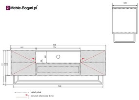 TV skrinka Asha 167 cm s kovovými nohami - artisan/rivier stone mat