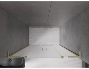 Mexen Velar L Duo, posuvné sprchové dvere do otvoru 150 cm, 8mm sklo námraza, zlatá matná, 871-150-003-32-55