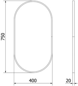 Mexen Loft, oválne kúpeľňové zrkadlo 75 x 40 cm, farba rámu čierna matná, 9851-075-040-000-70