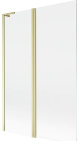 Mexen Mist L, 2-krídlová vaňová zástena 120 x 150 cm, číre sklo, zlatý matný profil, 8A9L-120-011-55-00