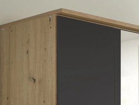 Šatníková skriňa so zrkadlami Bremen, 181 cm, dub artisan/tmavo šedá
