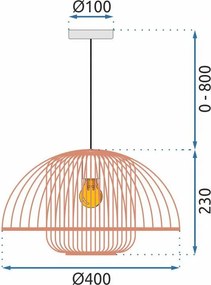 Toolight Natural, stropné svietidlo 1xE27 APP887-1CP, hnedá, OSW-05247