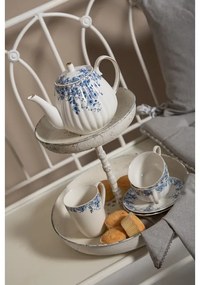 Porcelánová šálka s podšálkom s modrými kvety Blue Flowers -  Blue Flowers - 12*9*5 cm / Ø 15*2 cm / 200ml