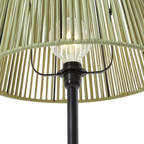 Vonkajšia stojaca lampa čierna so zeleným lanovým tienidlom IP44 - Virginia Jayla