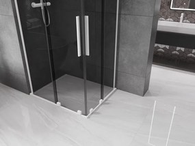 Mexen Velar L Duo, sprchový kút s posuvnými dverami 100 x 90 cm, 8mm šedé sklo, biela matná, 871-100-090-02-43-20