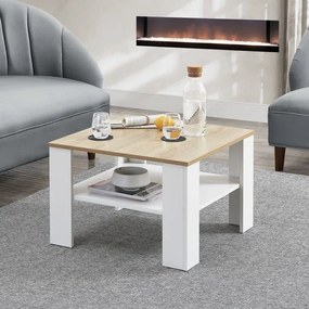 Biely konferenčný stolík s policou, 60x60 cm