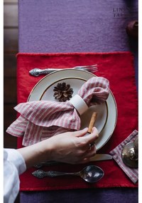Podtácky v červeno-prírodnej farbe v súprave 4 ks – Linen Tales