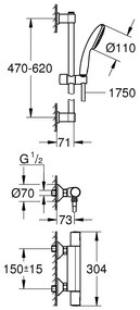 GROHE Precision Start - Termostatická sprchová batéria so sprchovou súpravou, čierna matná 345972431