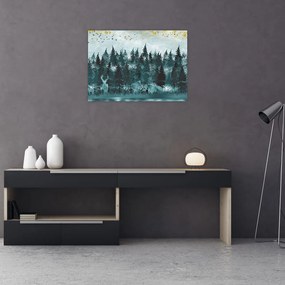 Sklenený obraz - Zvieratá v lese (70x50 cm)