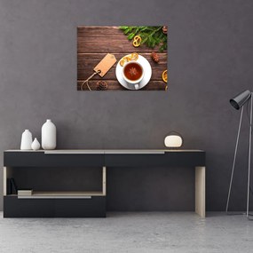 Sklenený obraz - hrnček s dekoráciami (70x50 cm)